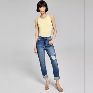 AND NOW THIS Women's High-Rise Vintage Straight Button Cuffed Jeans Size 28